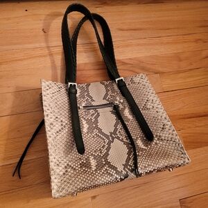 J Markell Alana Python Grey Natural Black Tote NWOT